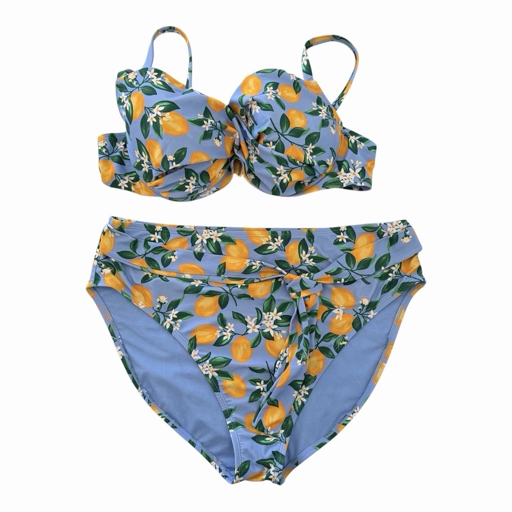 Draper James Lemon Blossom Bikini Set High Waist Bottom Wired Bikini Top XXL - Picture 5 of 8